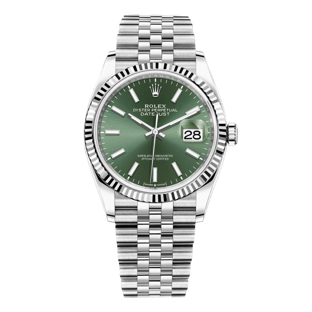 Rolex Datejust 36 Mint Green acél karóra - Teljes szett - 2024 Új